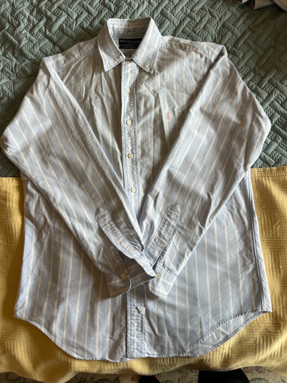 Ralph Lauren Men’s Blue & White Striped Button Down Shirt | 15.5-35